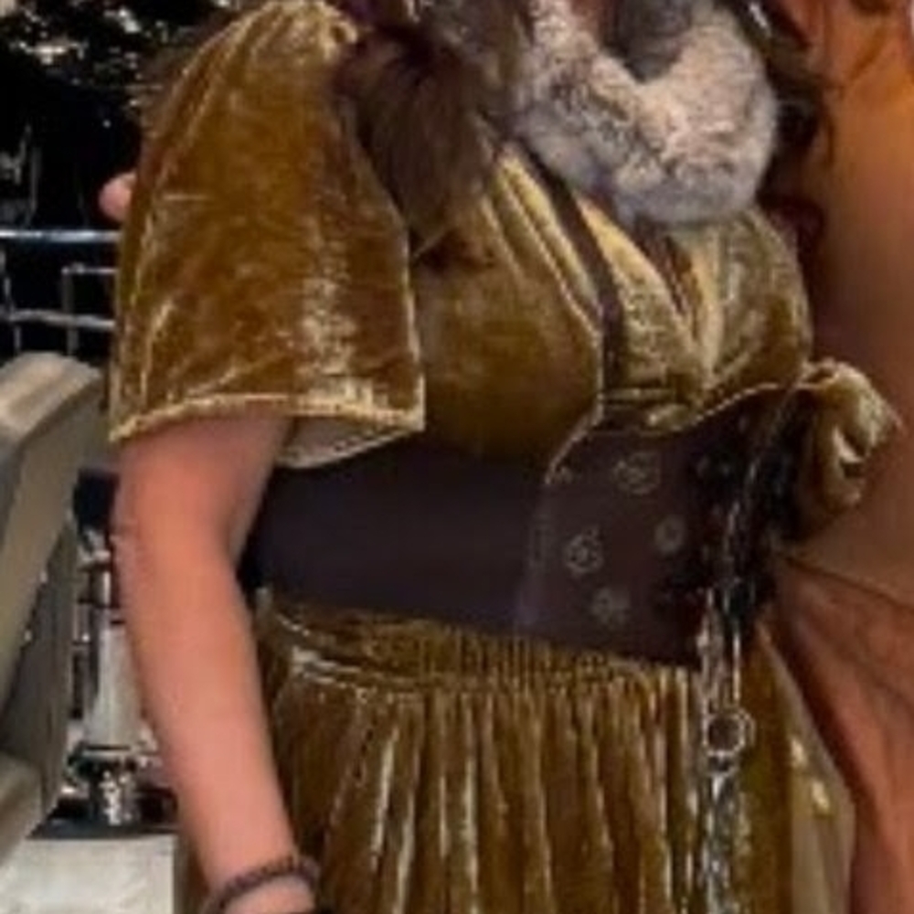 Anthropologie Gold Velvet High Low Dress - Picture 2 of 7